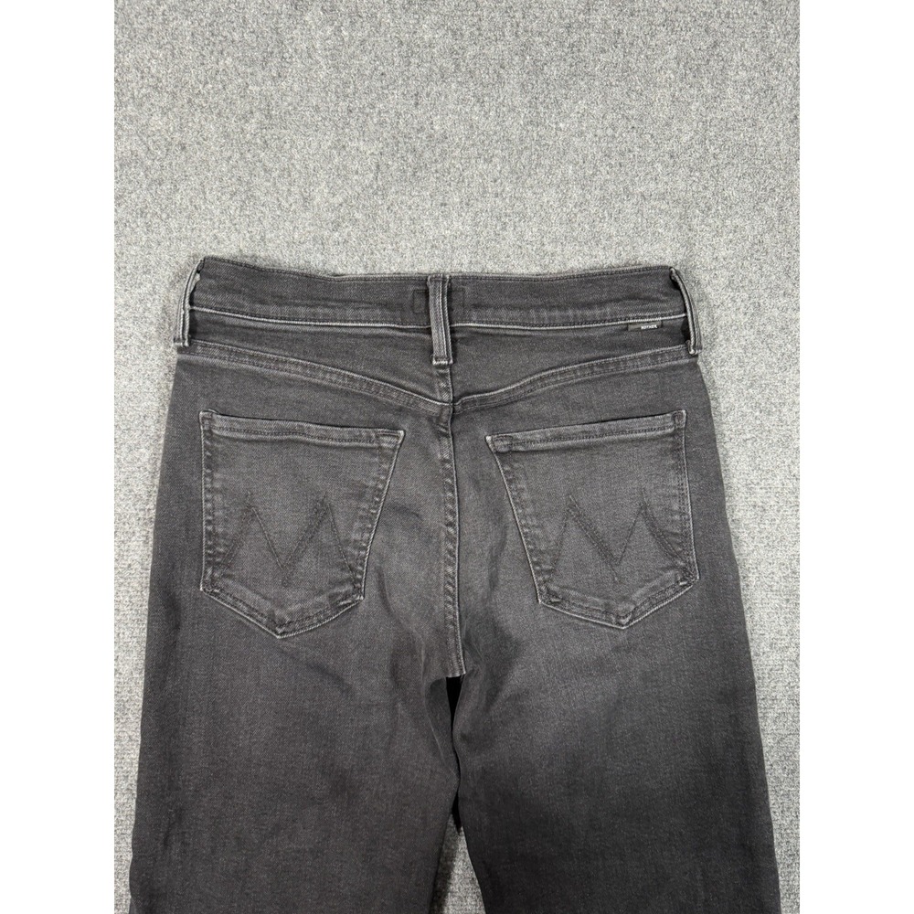 MOTHER Mid Rise Rambler Zip Flood Jeans Women's 26 Spiked Hair Art Flair Black - Picture 16 of 16